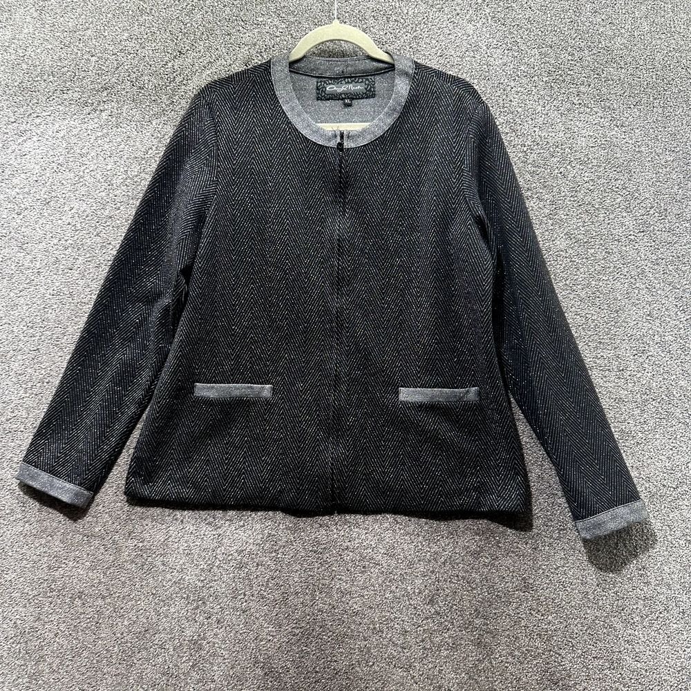Cheryl Nash Full Zip Sweater Women Xl Gray Pockets Classic Timeless Capsule Usa